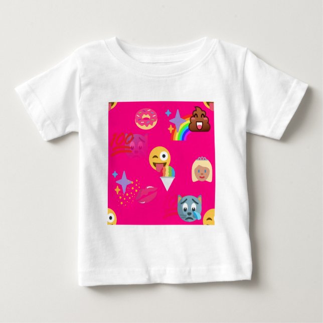 T-shirt Pour Bébé émoticône rose chaud (Devant)