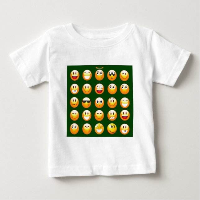 T-shirt Pour Bébé émoticône vert foncé (Devant)