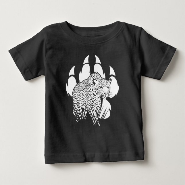 T-shirt Pour Bébé Empreinte de la Panthère noire et blanche Concepti (Devant)