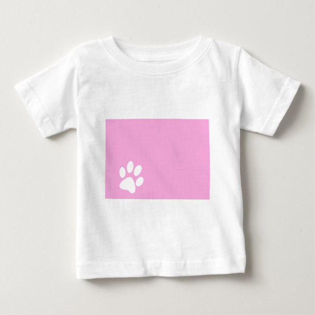 T-shirt Pour Bébé empreinte de patte d'animal rose (Devant)