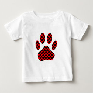 T-shirt Pour Bébé Empreinte de patte de chien avec les coeurs