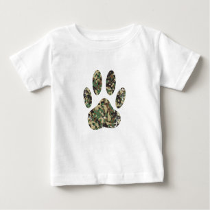 T-shirt Pour Bébé Empreinte de patte de chien Camo en détresse