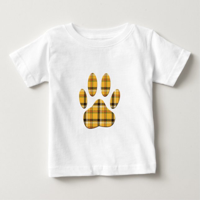 T-shirt Pour Bébé Empreinte de patte de chien Tartan (Devant)