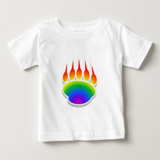 T-shirt Pour Bébé Empreinte de patte de l'ours arc-en-ciel (Devant)