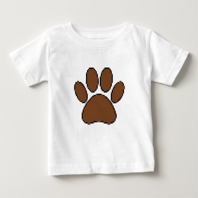 T-shirt Pour Bébé Empreinte de patte Pixel Dog (Devant)