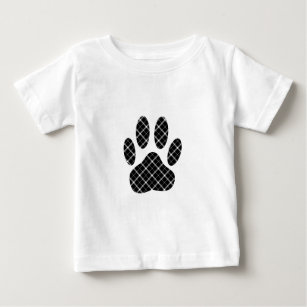 T-shirt Pour Bébé Empreinte de patte Tartan Noir Et Blanc