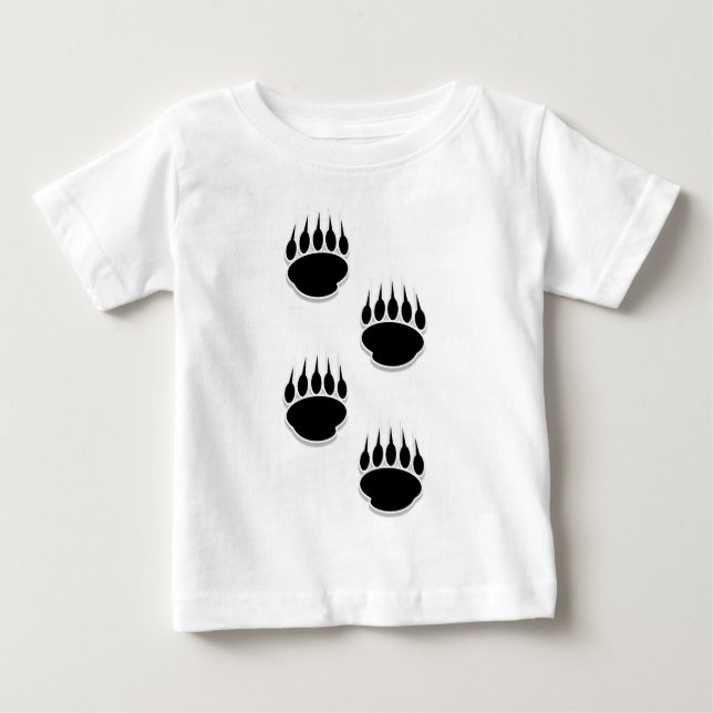 T-shirt Pour Bébé Empreintes de patte d'ours noir (Devant)
