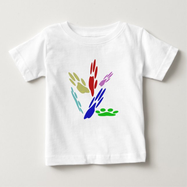 T-shirt Pour Bébé Empreintes de pattes de chiens avec Pois (Devant)