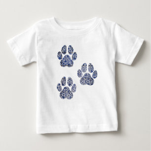 T-shirt Pour Bébé Empreintes de pattes de chiens - Carreaux portugai