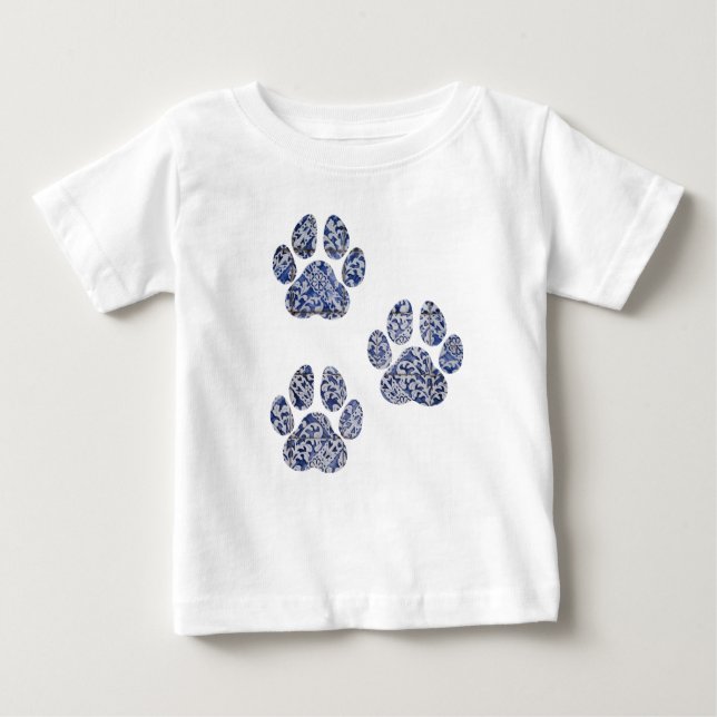 T-shirt Pour Bébé Empreintes de pattes de chiens - Carreaux portugai (Devant)