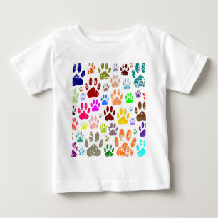T-shirt Pour Bébé Empreintes de pattes de chiens colorés en détresse