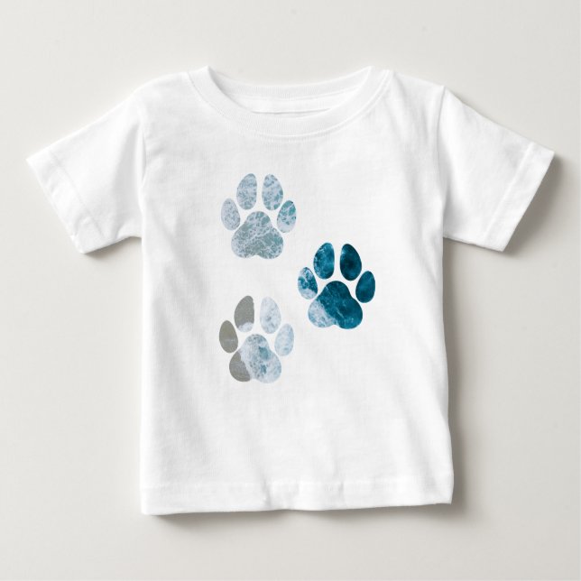T-shirt Pour Bébé Empreintes de pattes de chiens - Vagues de plage e (Devant)