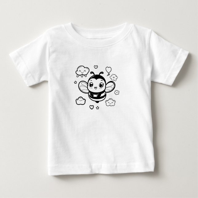 T-shirt pour bébé en bee - noir et blanc Ka (Devant)