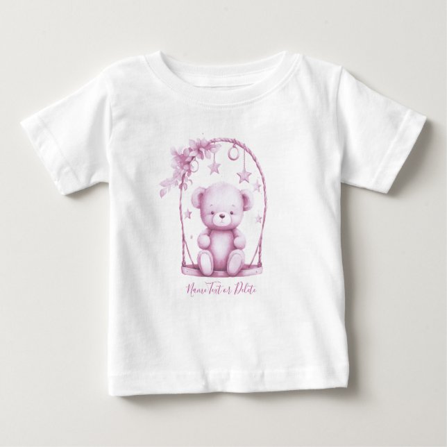 T-Shirt pour bébé en Teddy rose (Devant)