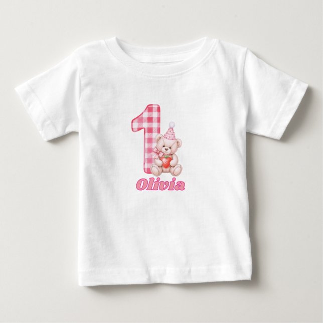 T-shirt Pour Bébé en vichy Giggles & Bouddles En Teddy ! (Devant)