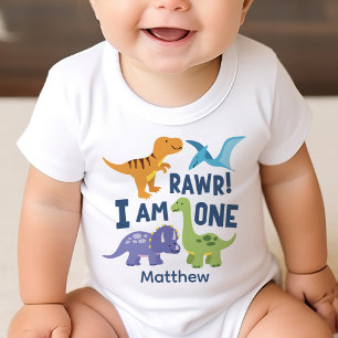T-shirt Pour Bébé Enfant 1er anniversaire Dinosaures Rawr Personnali