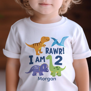 T-shirt Pour Bébé Enfant 2e anniversaire Dinosaur Rawr Personnalisé