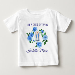 T-shirt Pour Bébé Enfant des fleurs bleues de dahlia de Vierge Marie