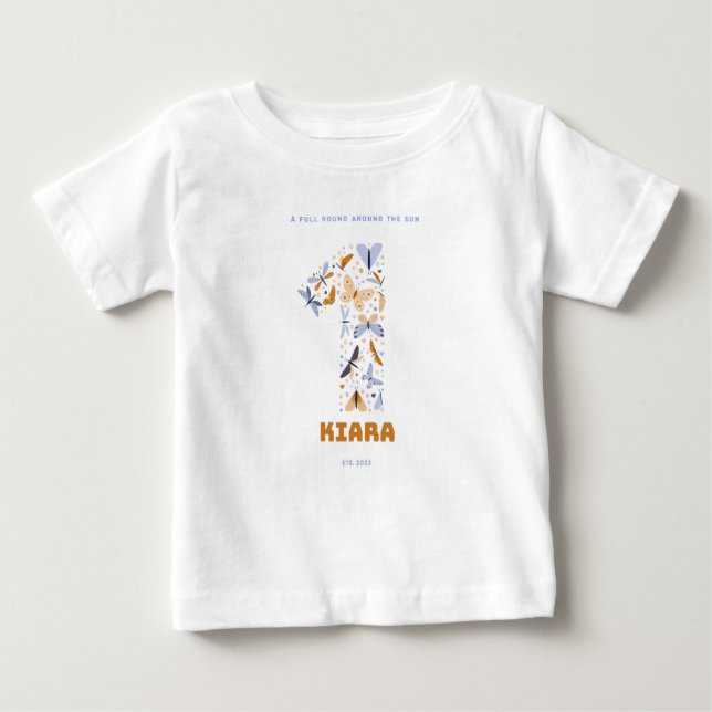 T-shirt Pour Bébé Enfant d'un an; Autour du soleil; Robe d'anniversa (Devant)