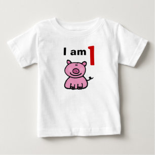 T-shirt Pour Bébé Enfant d'un an (cochon rose)