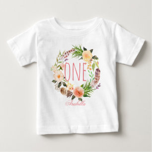 T-shirt Pour Bébé Enfant d'un an fille Fille Florale Wreath-5