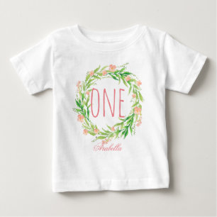 T-shirt Pour Bébé Enfant Fille d'un an Fille Fille Florale Wreath-6