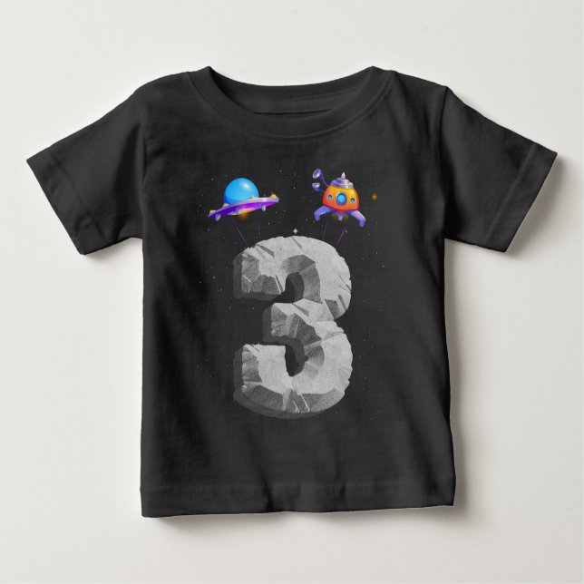 T-shirt Pour Bébé Enfants 3 ans Anniversaire Un astronaute Jeu Cadea (Devant)