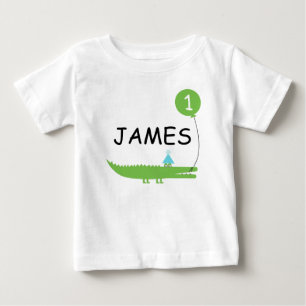 T-shirt Pour Bébé Enfants Jote Alligator Et Balloon 1er Anniversaire