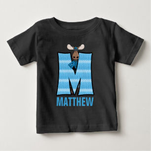 T-shirt Pour Bébé Enfants "M" Monogrammé   Moose à noeud bleu