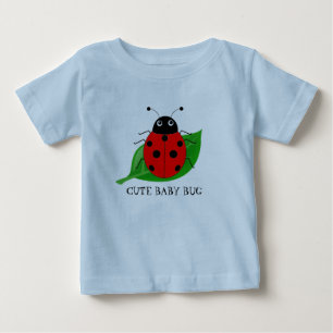 T-shirt Pour Bébé Enfants Mignonne aquarelle coccinelle sur feuille