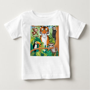T-shirt Pour Bébé Enfants mignons Animaux Jungle Tigre Singe Oiseau