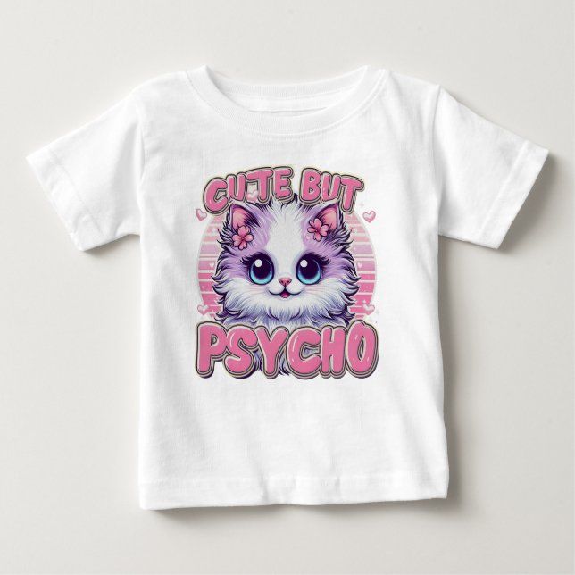 T-shirt Pour Bébé Enfants mignons mais psycho (Devant)