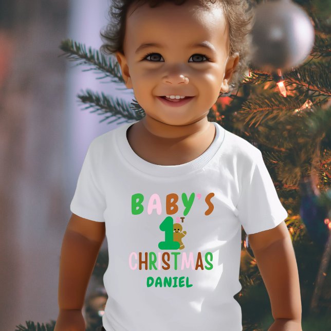 T-shirt Pour Bébé Enfants Premier Noël Gingerpain Nom Funny (Créateur téléchargé)