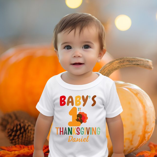 T-shirt Pour Bébé Enfants Premier Thanksgiving Turquie Nom Funny (Créateur téléchargé)