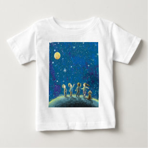 T-shirt Pour Bébé Enfants Regardant Night Sky