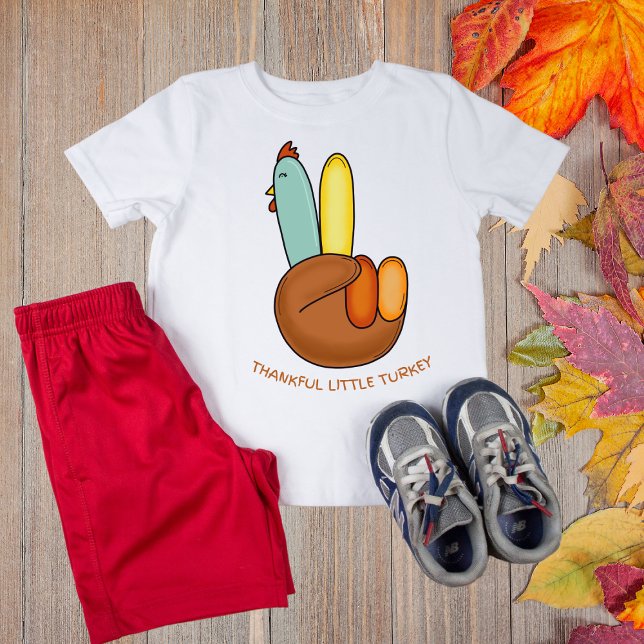 T-shirt Pour Bébé Enfants Thanksgiving Dinde Merci Signe de Paix (Créateur téléchargé)