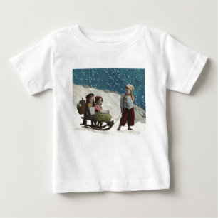 T-shirt Pour Bébé Enfants vintages Dormir Noël hiver
