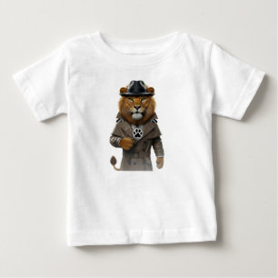 T-shirt Pour Bébé Enquêteur privé Lion majestueux en Fedora Holdi