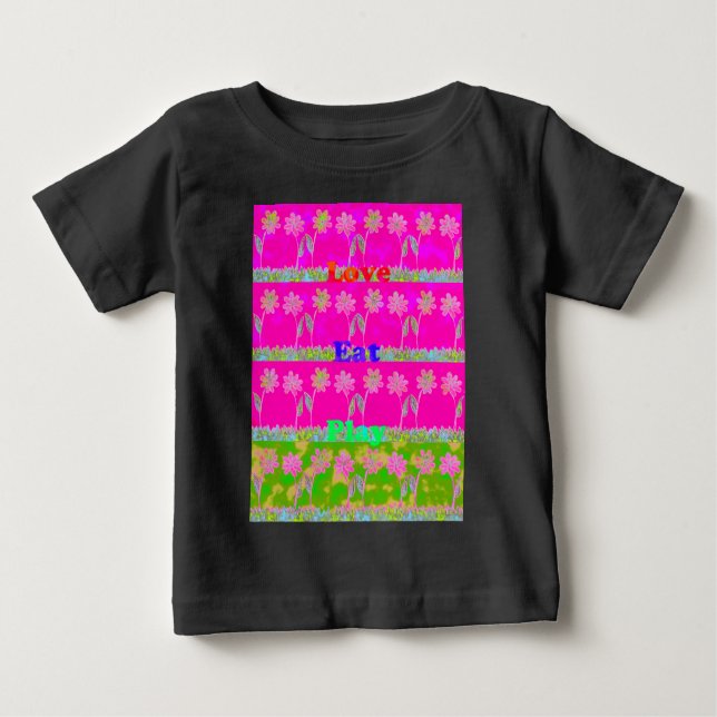 T-shirt Pour Bébé Enregistrer la date Eat Love et PLay.png (Devant)