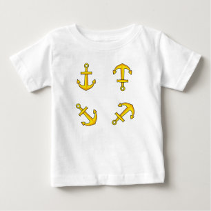 T-shirt Pour Bébé Ensemble d'Ancres en bateau doré