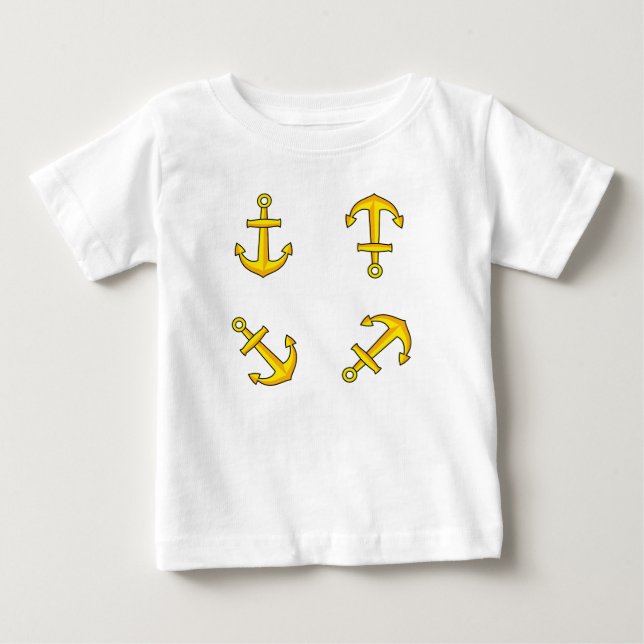 T-shirt Pour Bébé Ensemble d'Ancres en bateau doré (Devant)