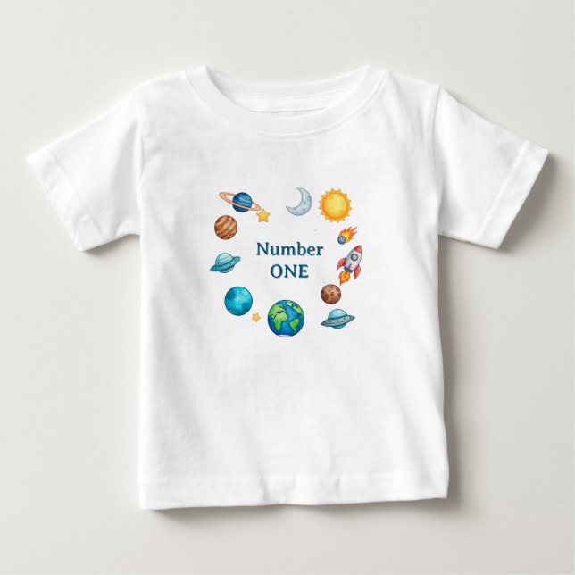 T-shirt Pour Bébé Ensemble de cliparts de cercle spatial avec planèt (Devant)