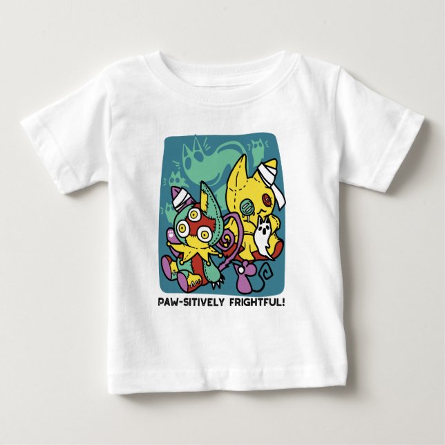 T-shirt Pour Bébé Épouvantablement mignon | Chats monstrueux Hallowe (Devant)