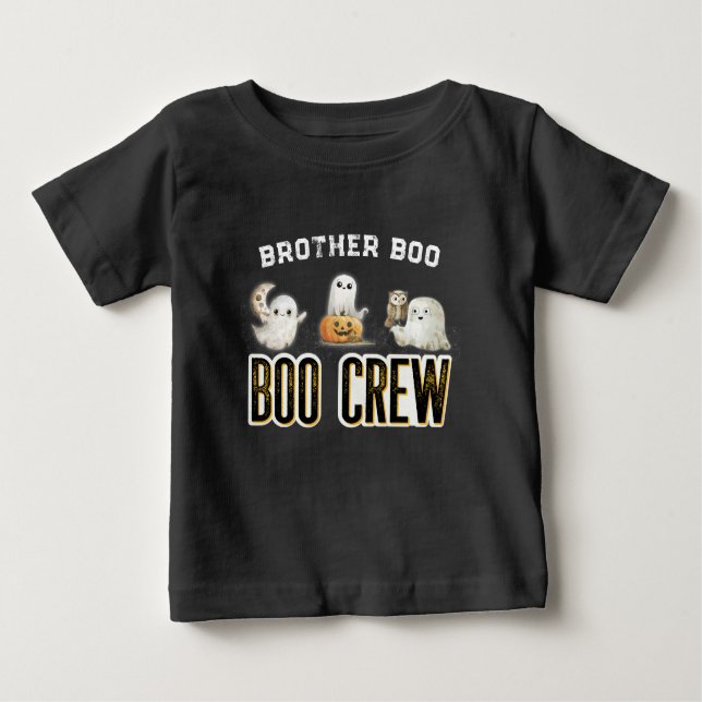 T-shirt Pour Bébé Équipage de frère personnalisé Boo Halloween (Devant)