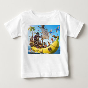 T-shirt Pour Bébé Équipage de pirate singe naviguant sur un navire b