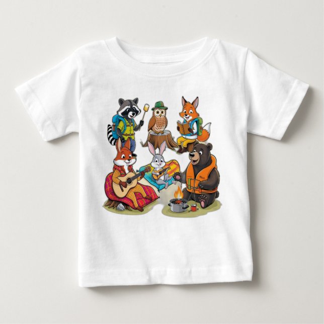 T-shirt Pour Bébé Équipe de camping sauvage : Aventure animale (Devant)