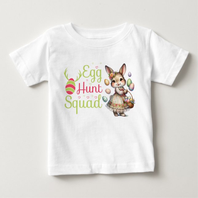 T-shirt Pour Bébé Équipe de chasse aux oeufs de Pâques (Devant)
