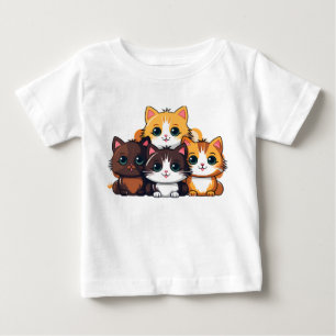 T-shirt Pour Bébé Équipe de chat Chibi Autocollant – Adorables amis