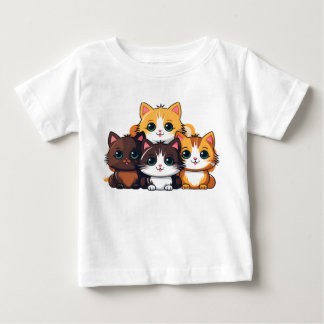 T-shirt Pour Bébé Équipe de chat Chibi Autocollant – Adorables amis