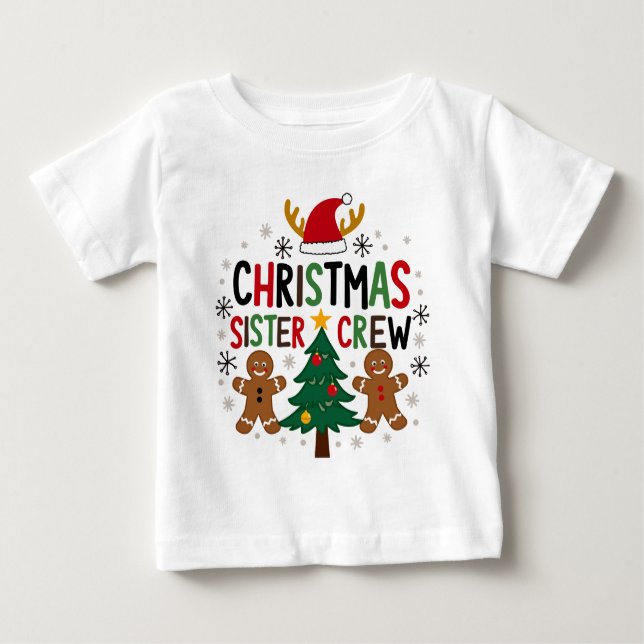 T-shirt Pour Bébé Équipe de la sœur de Noël amis pain d'épices festi (Devant)